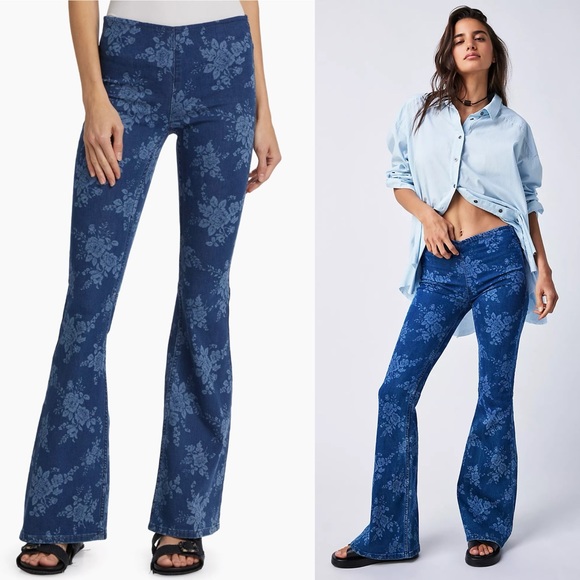 🌟FREE PEOPLE We The Free Penny Pull-On Printed Flare Jeans-Size 29 - Picture 9 of 15